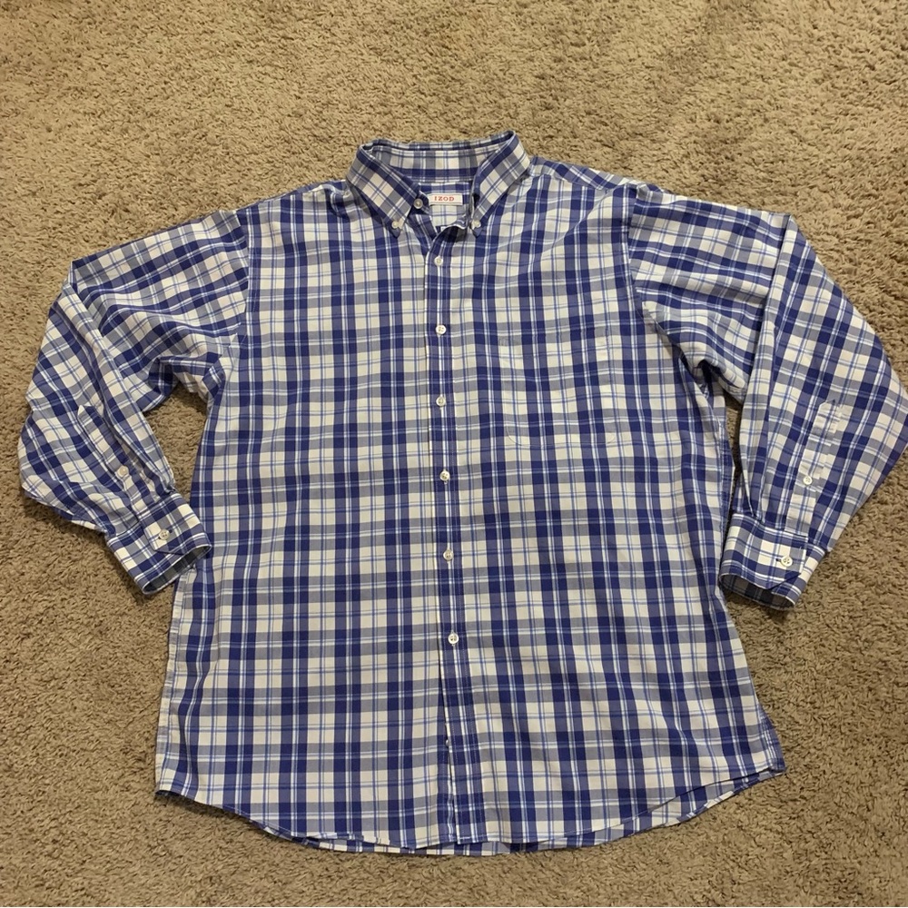 Izod Plaid Button Down Shirt 16-16 1/2 32/33